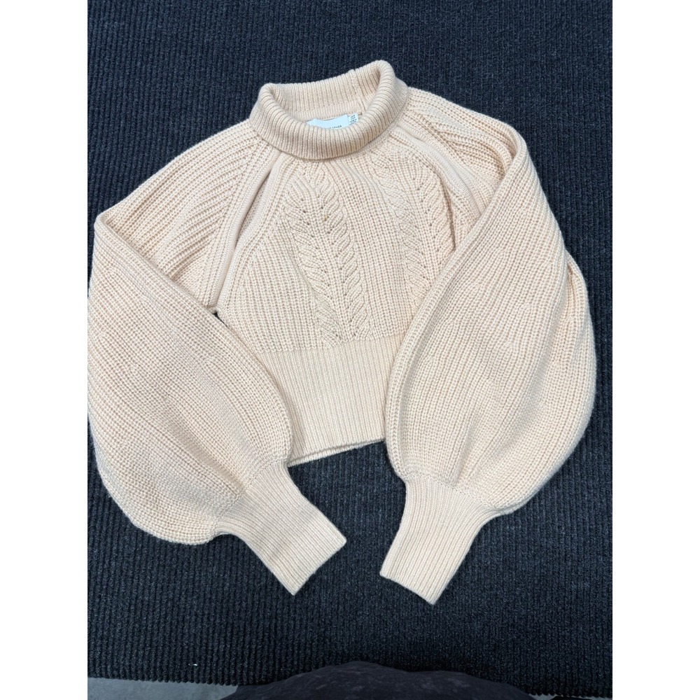 Significant Other Women's US 4 Size 8 Chunky Cable Knit Turtleneck Sweater Cream
